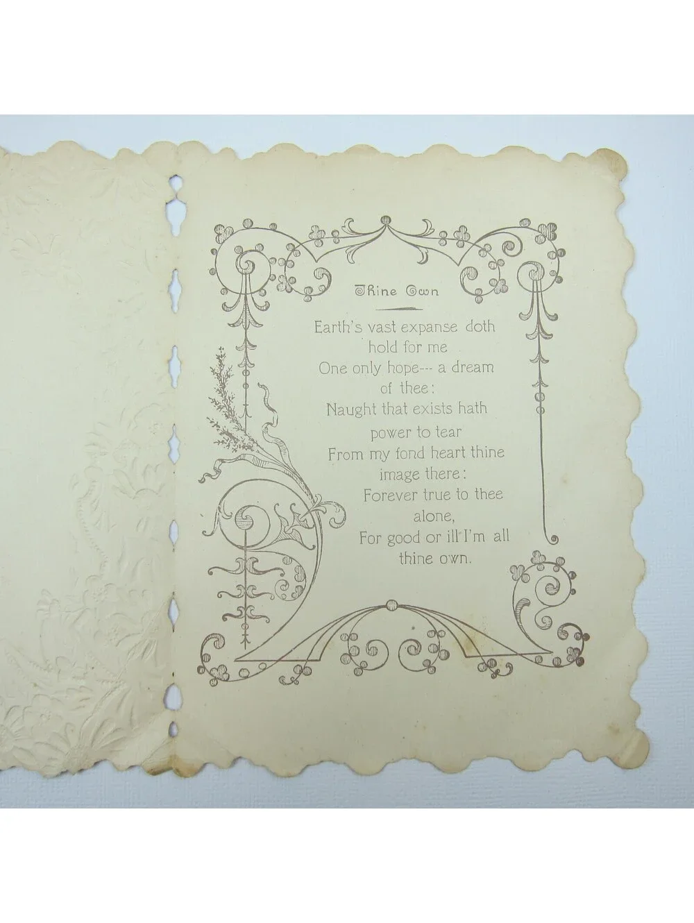 Vintage Valentine Card 1910s Woman Straw Hat Feather Scarf Flower Die cut Bifold